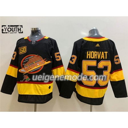 Kinder Eishockey Vancouver Canucks Trikot Bo Horvat 53 Flying Skate 50th Anniversary Adidas 2019-2020 Schwarz Authentic